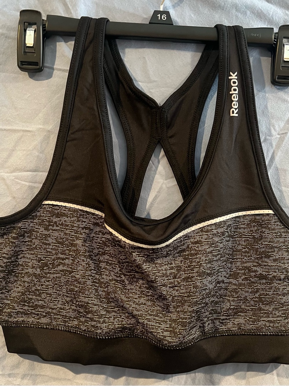 Reebok Women's Black & Heathered Gray Racerback Sports Bra (L)